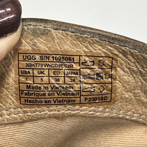 UGG Women’s Annie Leather Bootie Block Heel Boots Chestnut Size 7 City Western - Picture 6 of 13